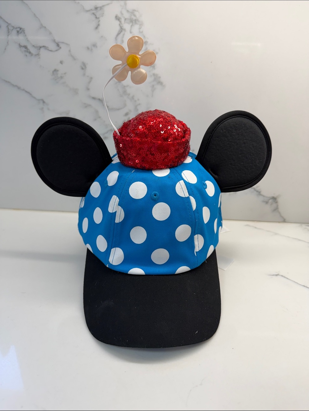 Disney Blue Polka Dot Mouse Ear Cap with White Dots